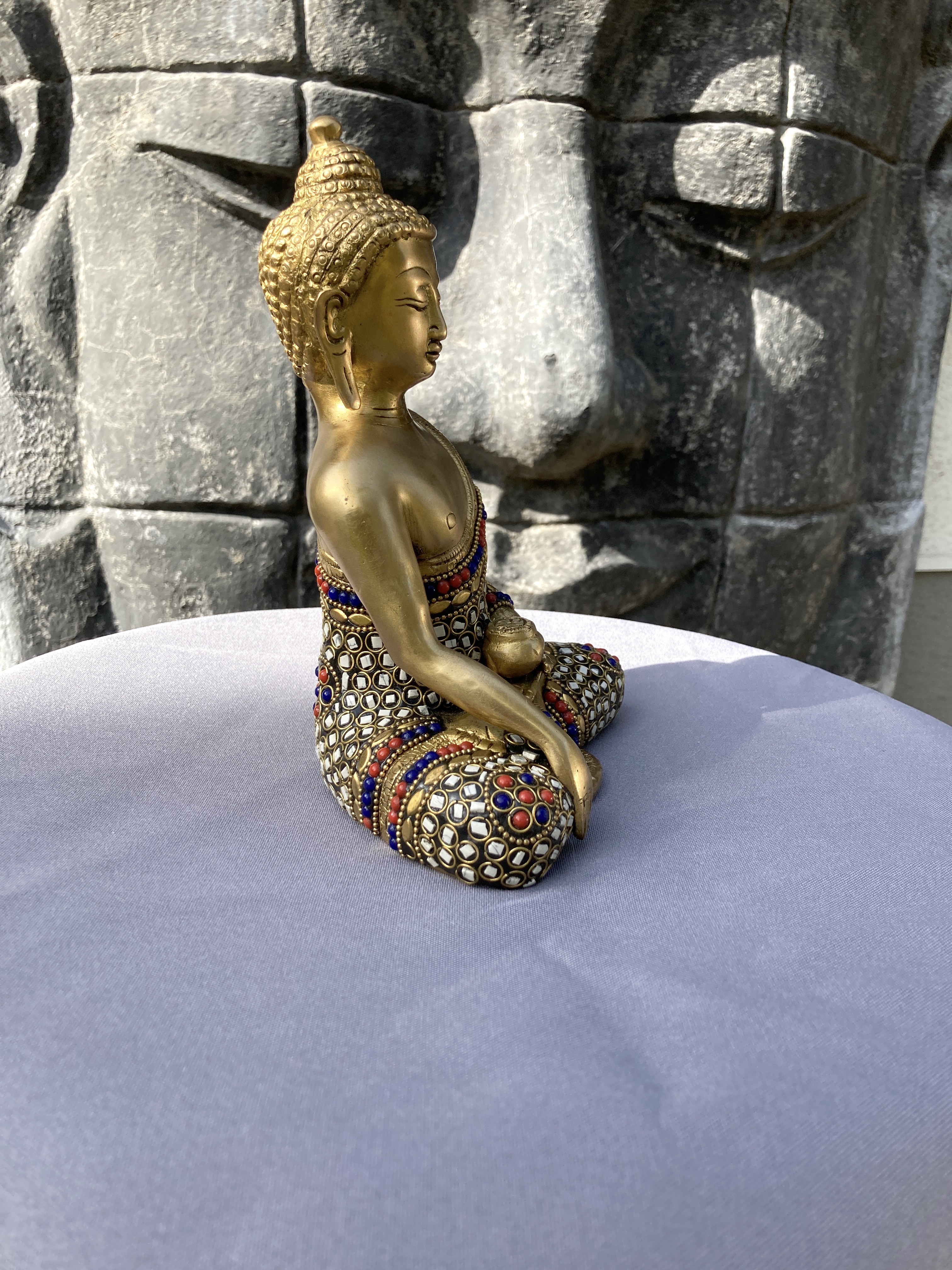 Ganesh Brass in Antique Green with Gold Finish