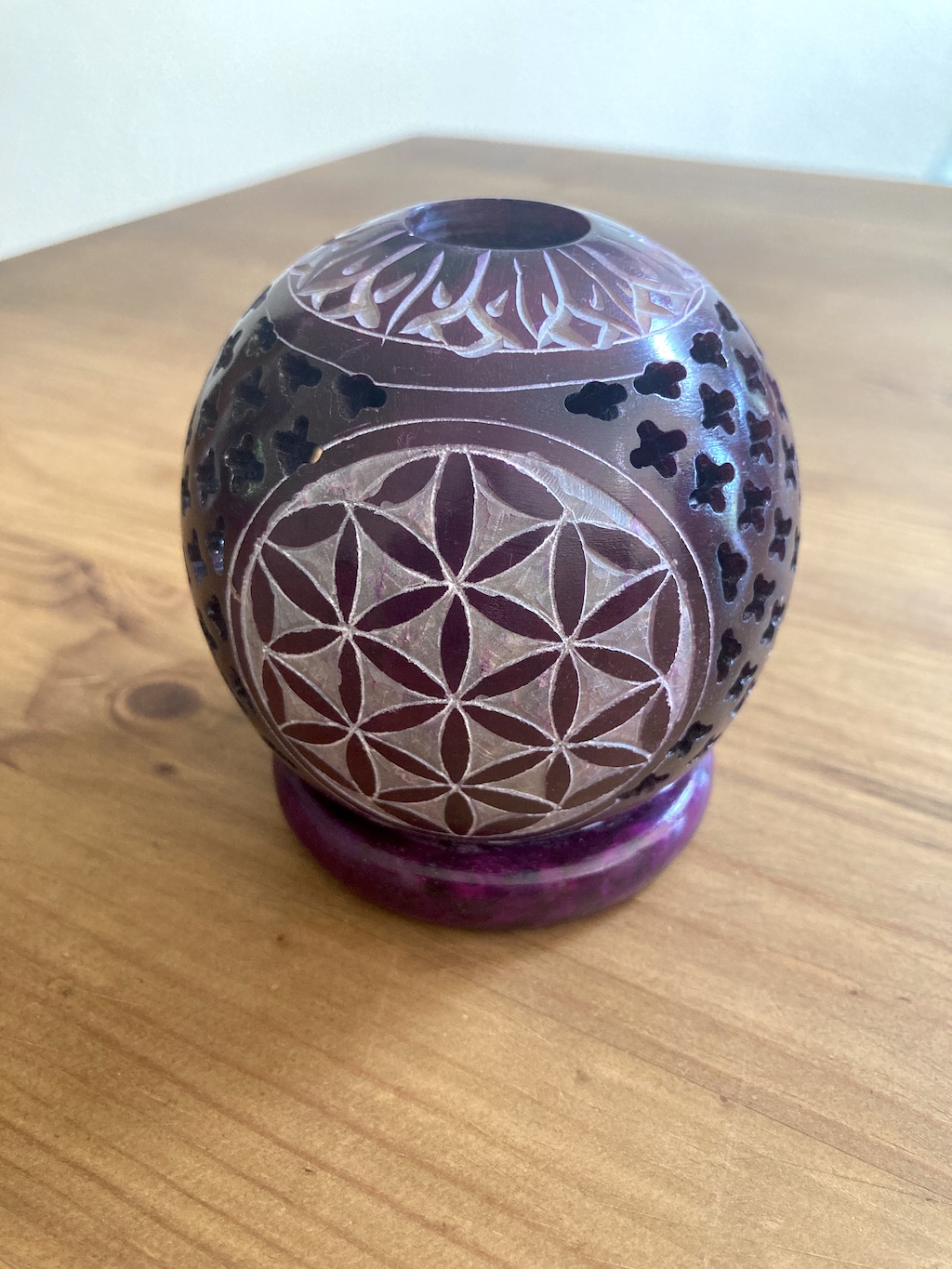 Flower of Life Tealight Ball, Purple 