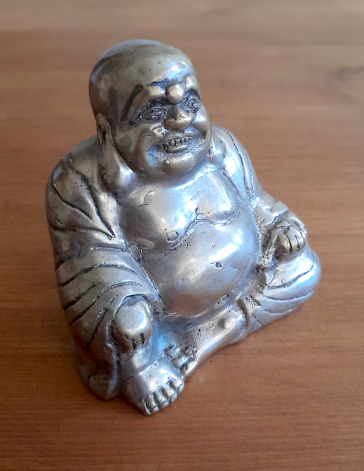 Happy Buddha versilbert
