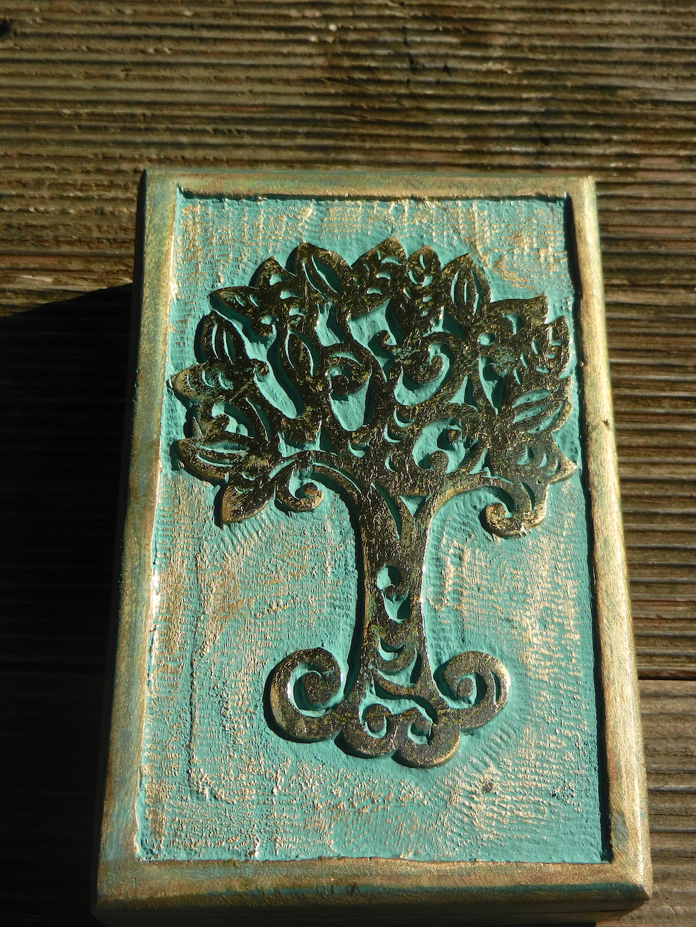 DSCN6108 Keltischer Baum des Lebens Holzbox, Shabby-look