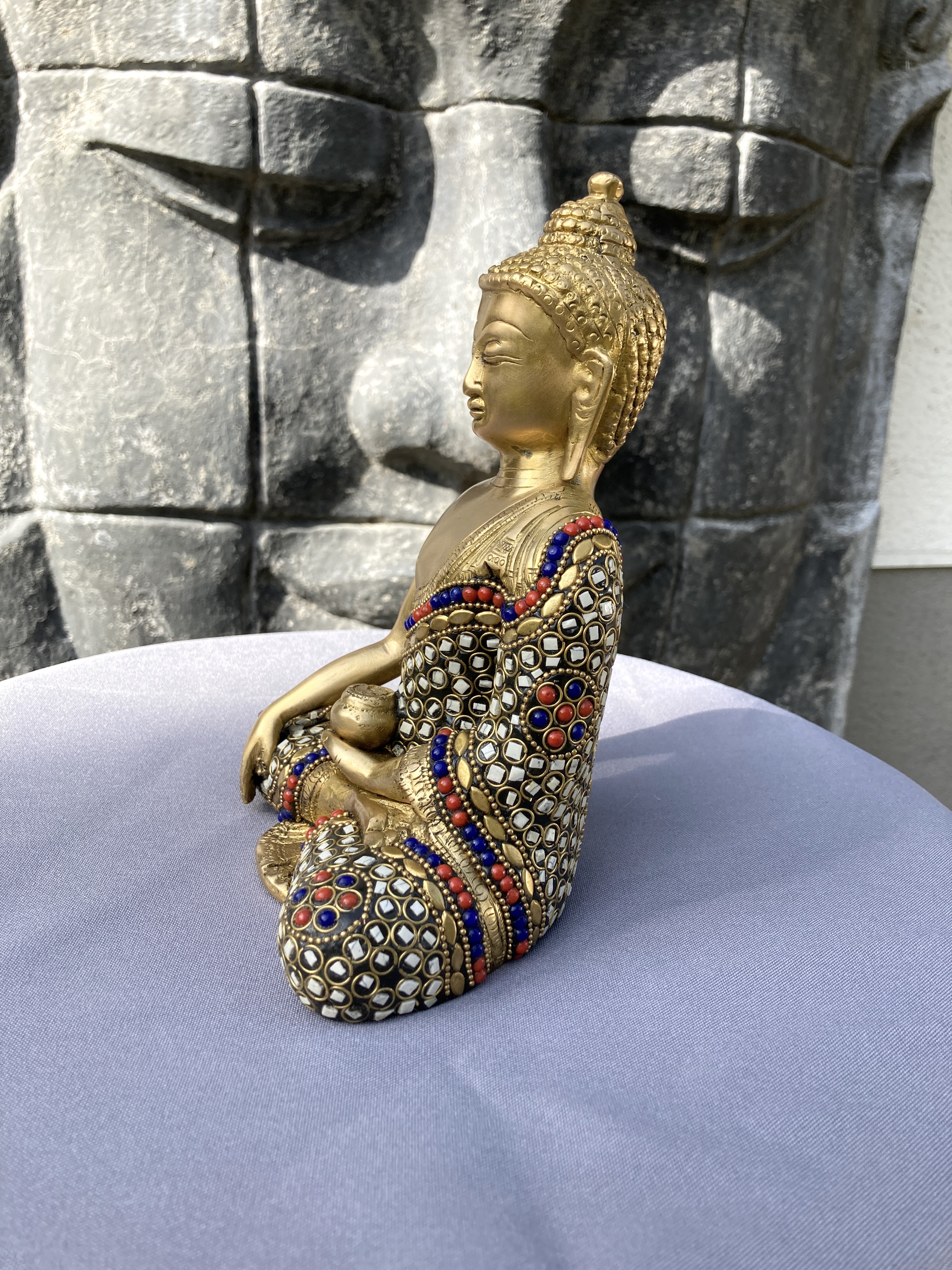 Ganesh Brass in Antique Green with Gold Finish