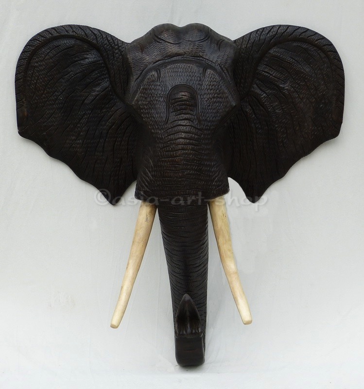 Elephant head made of wood