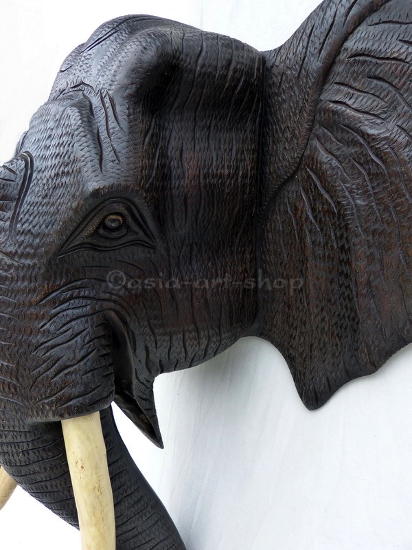 Elephant head made of wood
