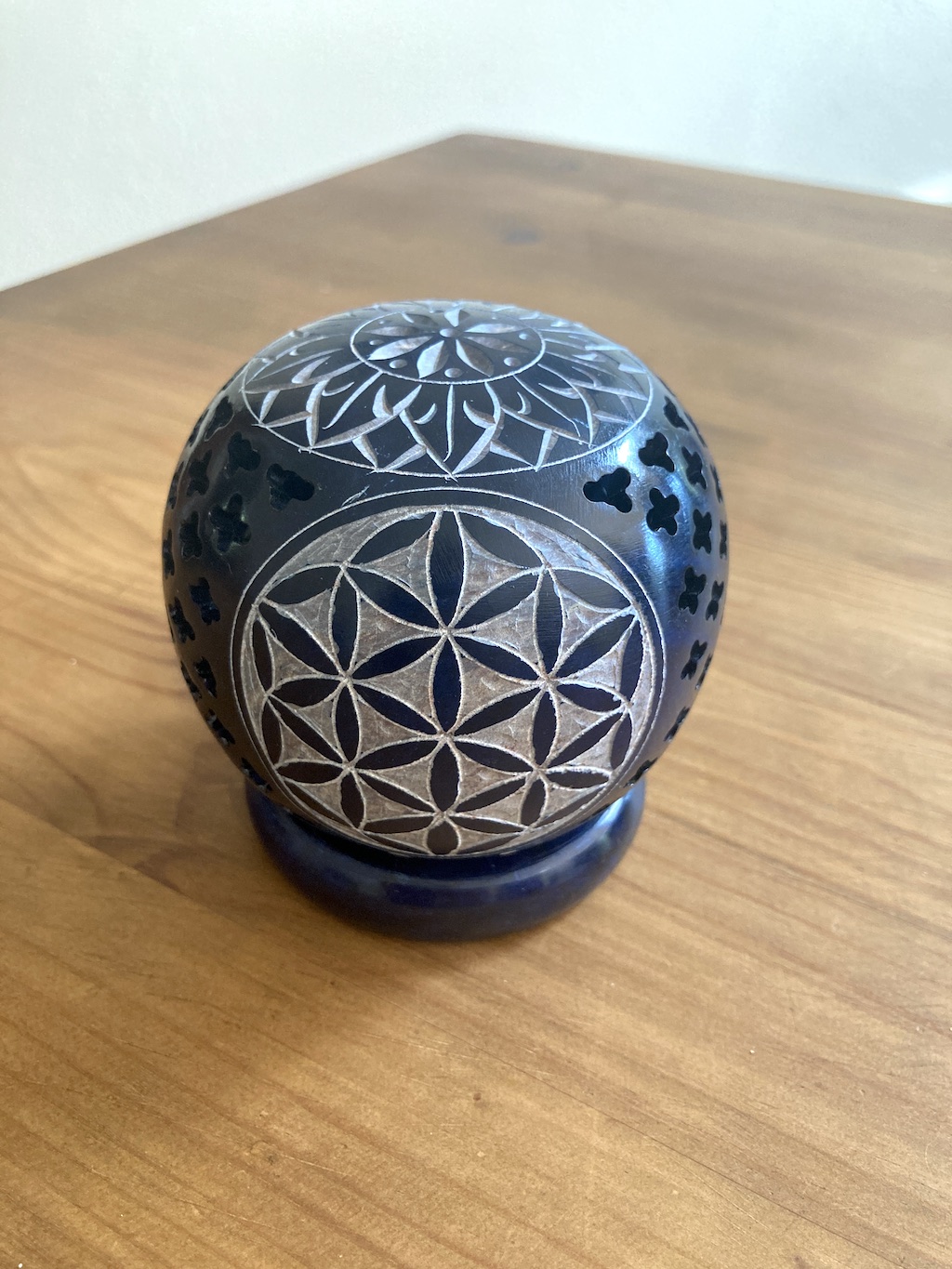 Flower of Life Tealight Ball, blue