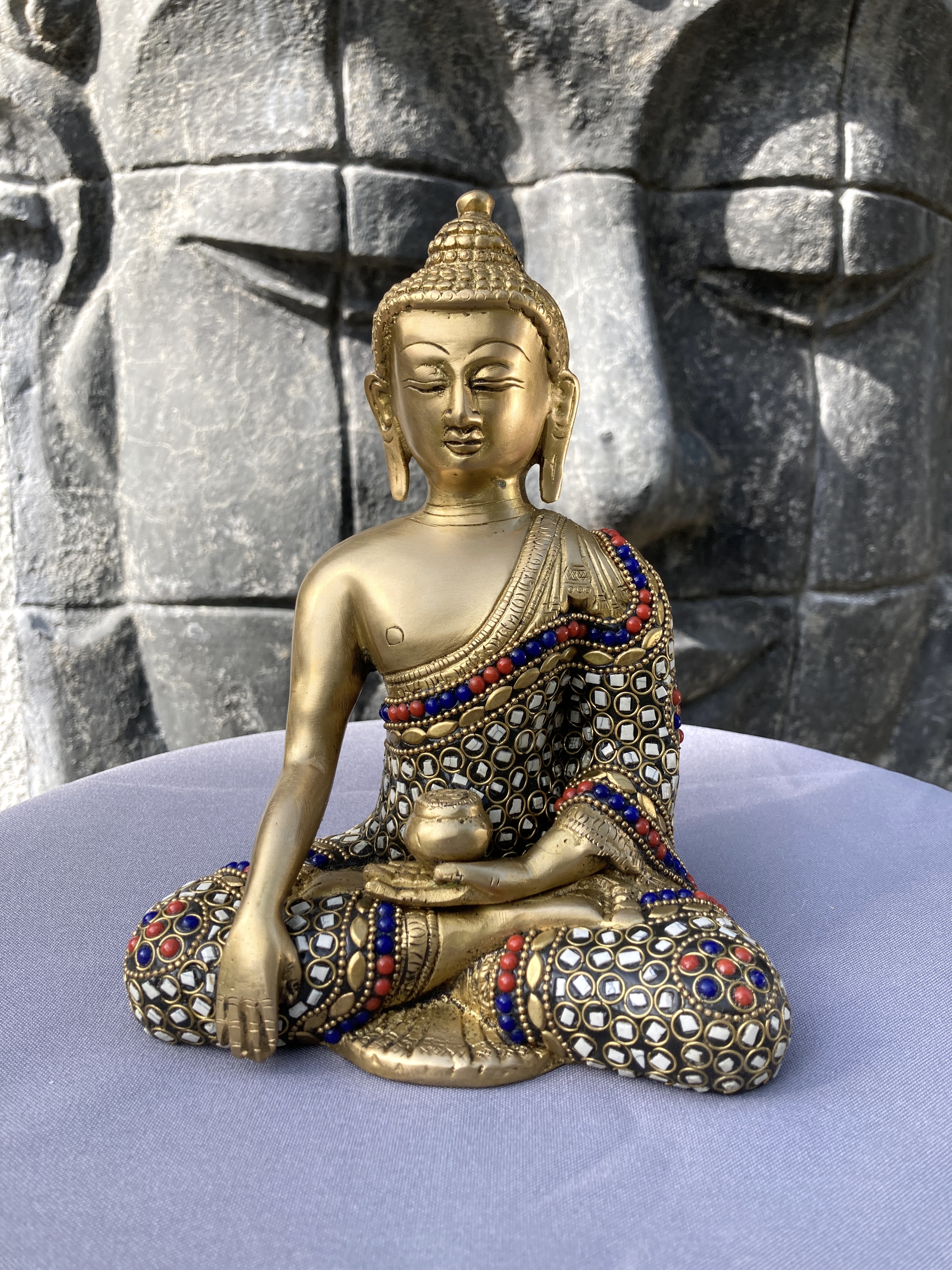 Ganesh Brass in Antique Green with Gold Finish
