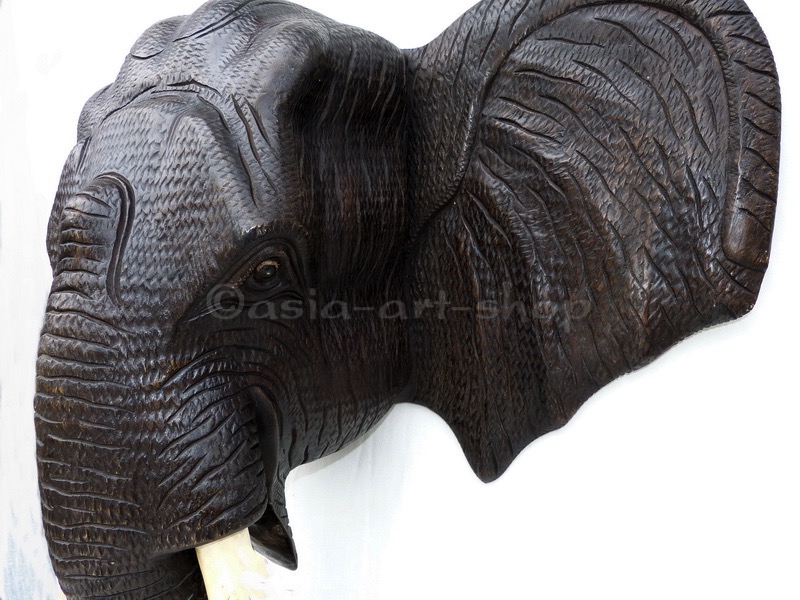 Elephant head made of wood