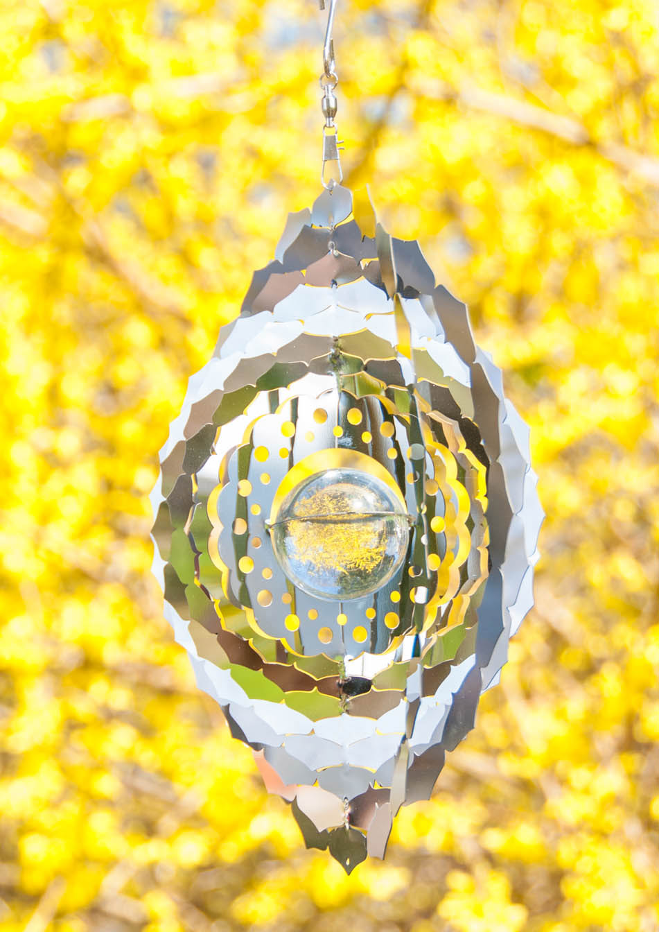 Crown Chakra Mobile 25.4 cm made of stainless steel with glass ball 