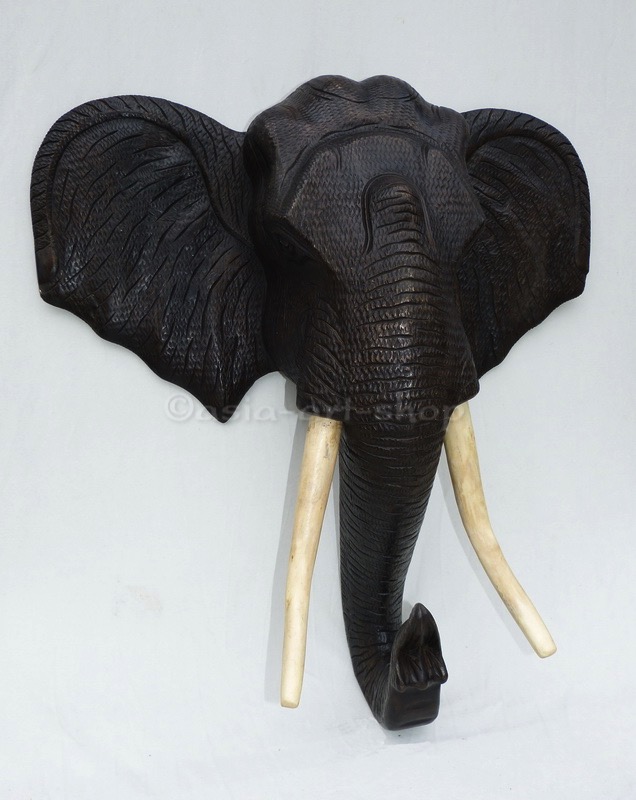 Elephant head made of wood