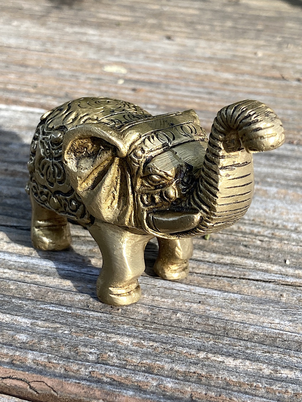 Baby Elephant with Engraving, Brass 