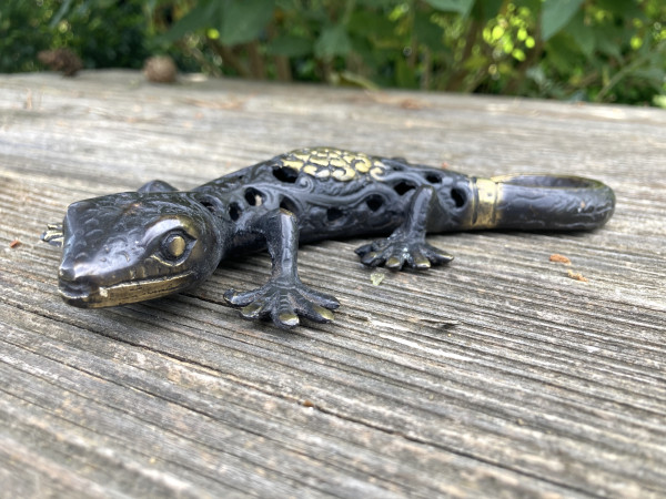Gecko bronze, fini antique